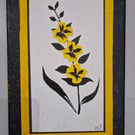 Black and yellow pansies on canvas. 