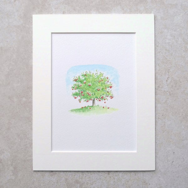 S A L E   Original  'Apple Tree' Watercolour Illustration  (Mount size 9" x 7")