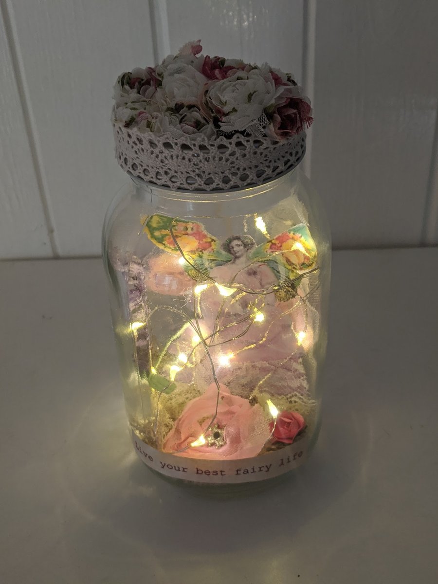 Live your best fairy life jar with lights, faery jar gift, fairy lights 