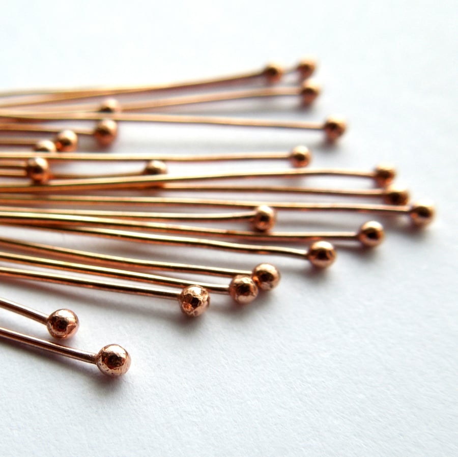 Solid bronze headpins, ball head pins x 20, make your own, bronze wire, shiny