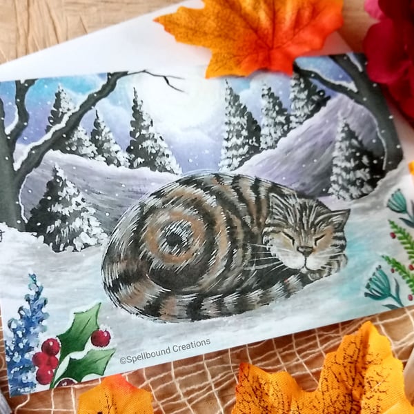 Winter Cats, Whimsical, A6, Quality Christmas Card, Original Artwork, Charity,