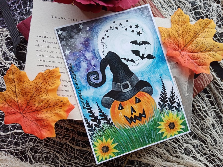 Pumpkin, A6, Quality Print, Postcard Size, Halloween, Spooky, Whimsical, 
