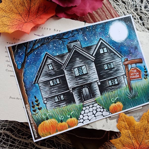 The Witch House, A6 Quality Print, Original Artwork, 300gsm Card, Wall Art,