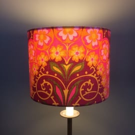 Groovy Psychedelic Pink Lime Orange Flower Arch 60s 70s Vintage Fabric Lampshade