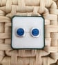 Satin Edged Brilliant Blue Ear Studs - Image 2