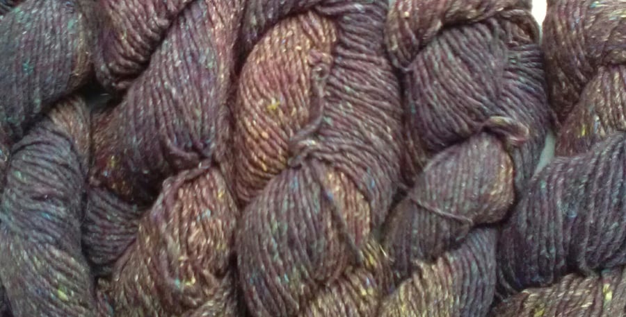Hand-dyed Wool Cotton Llama blend Aran Tweed 50g
