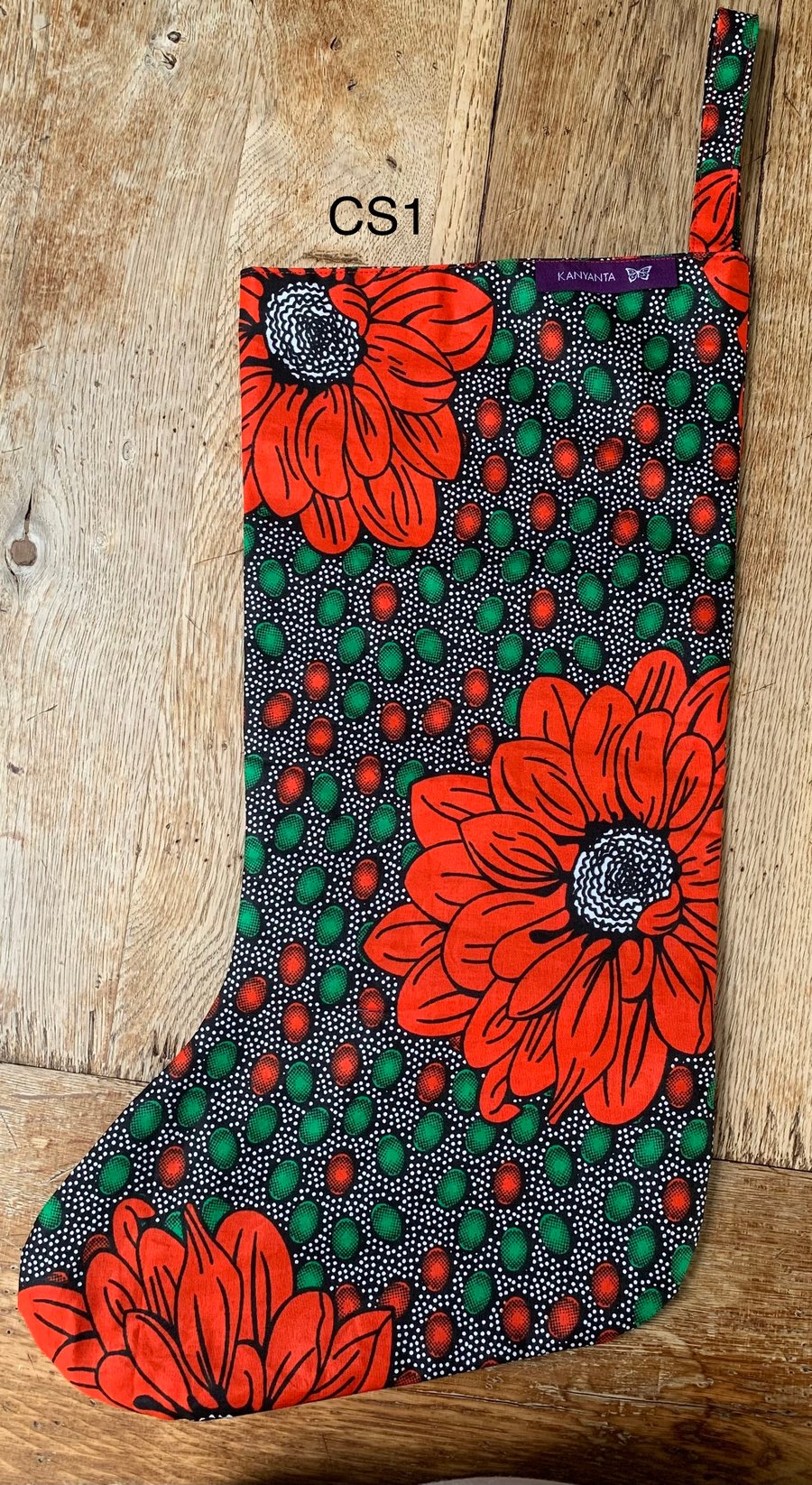 African Fabric Christmas Stocking