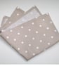 Napkin Beige Brown and White Polka Dot 14" Serviette Washable Cotton Cloth - Image 7