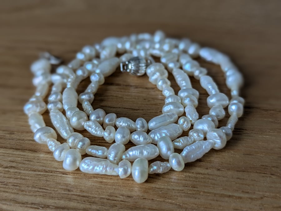 The Love of Freshwater Pearls necklace - dainty vintage pearl necklace, sterling