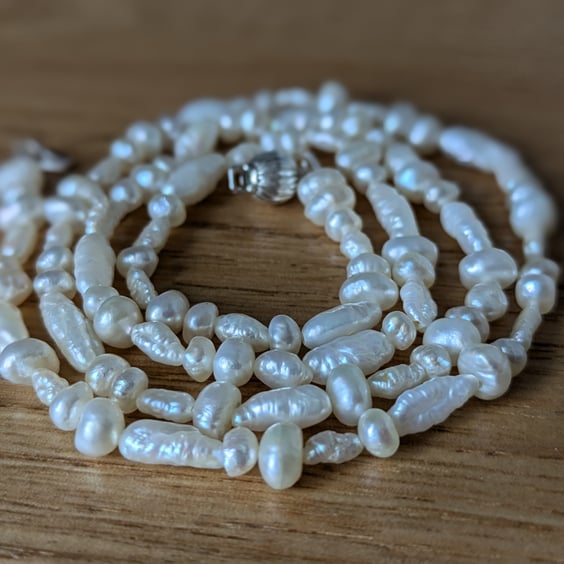 The Love of Freshwater Pearls necklace - dainty vintage pearl necklace, sterling