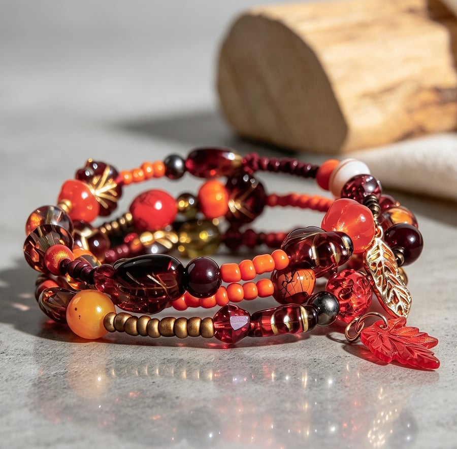 Autumn Glow Multi Layered Memory Wire Bracelet