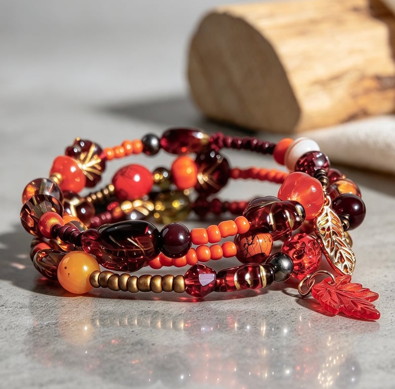 Autumn Glow Multi Layered Memory Wire Bracelet