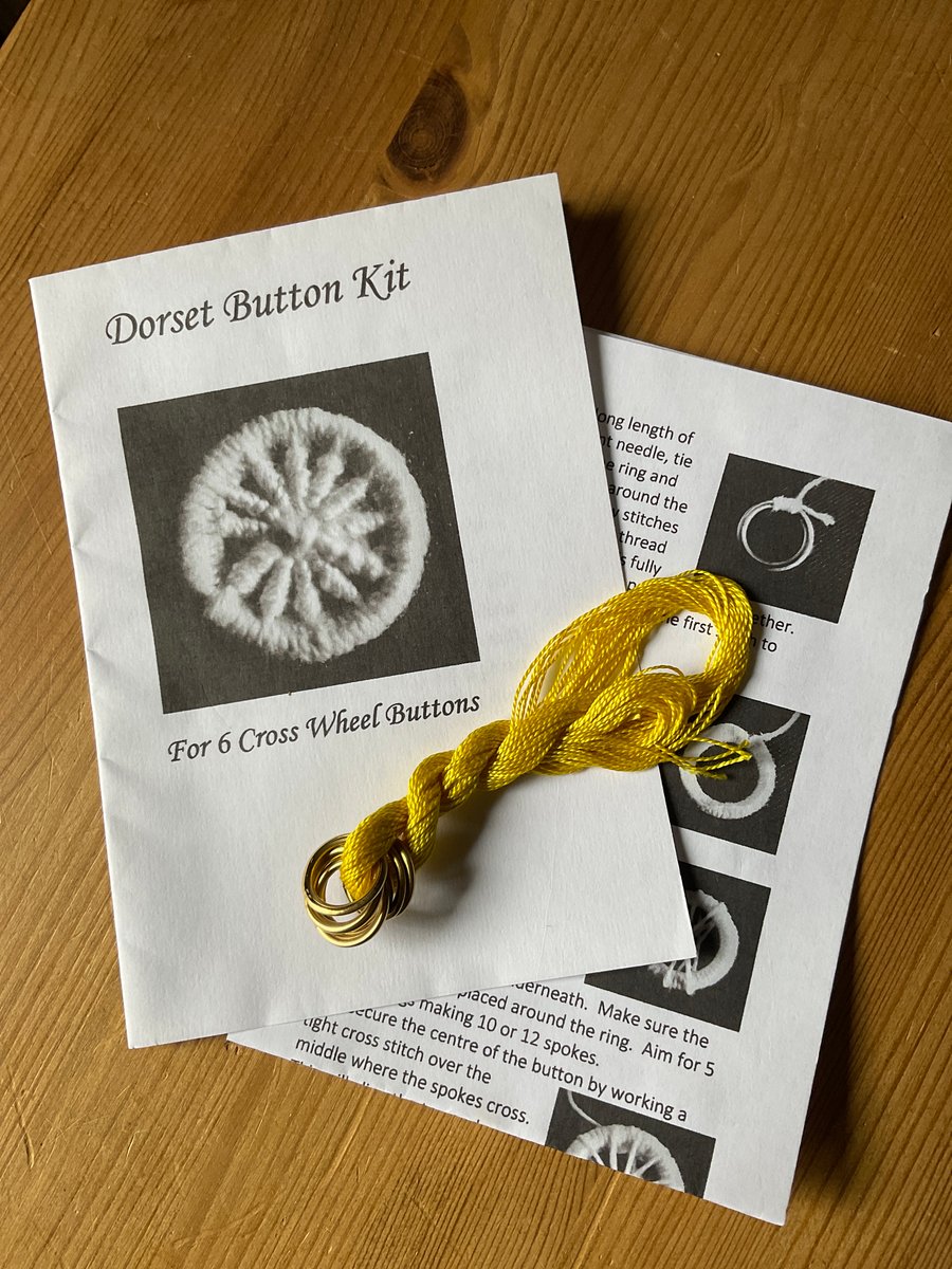 Kit to Make 6 x Dorset Cross Wheel Buttons, Yellow, 15mm
