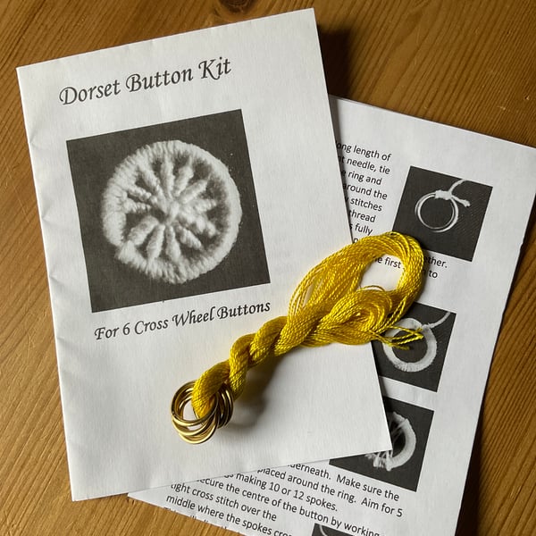 Kit to Make 6 x Dorset Cross Wheel Buttons, Yellow, 15mm