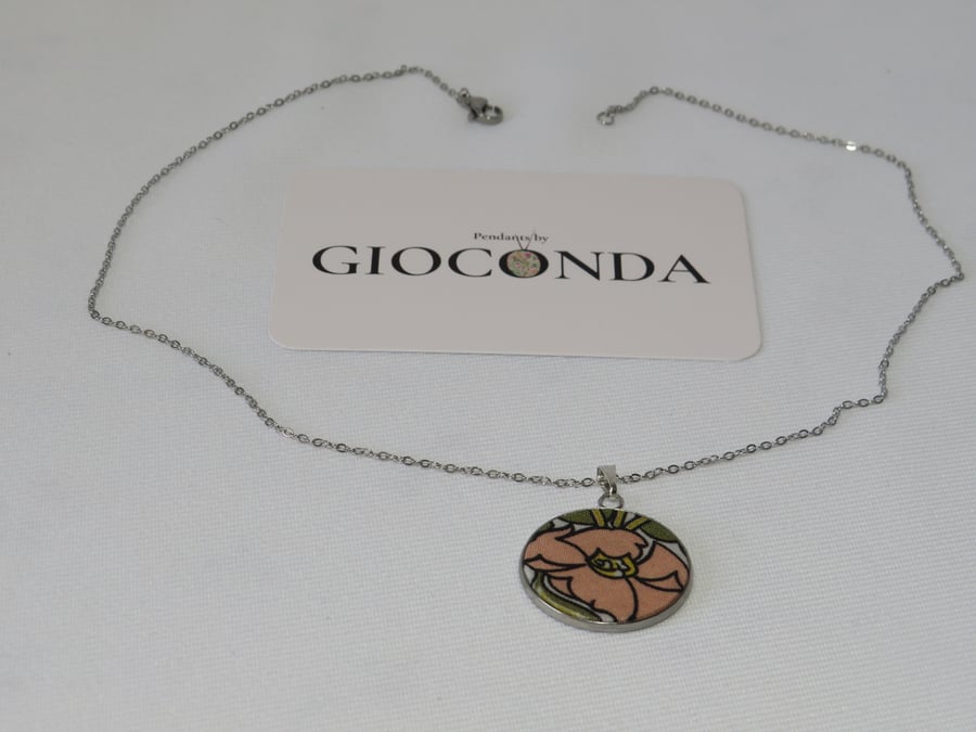 Hand Crafted Pretty Pendant - Made Using Liberty Print Fabric 