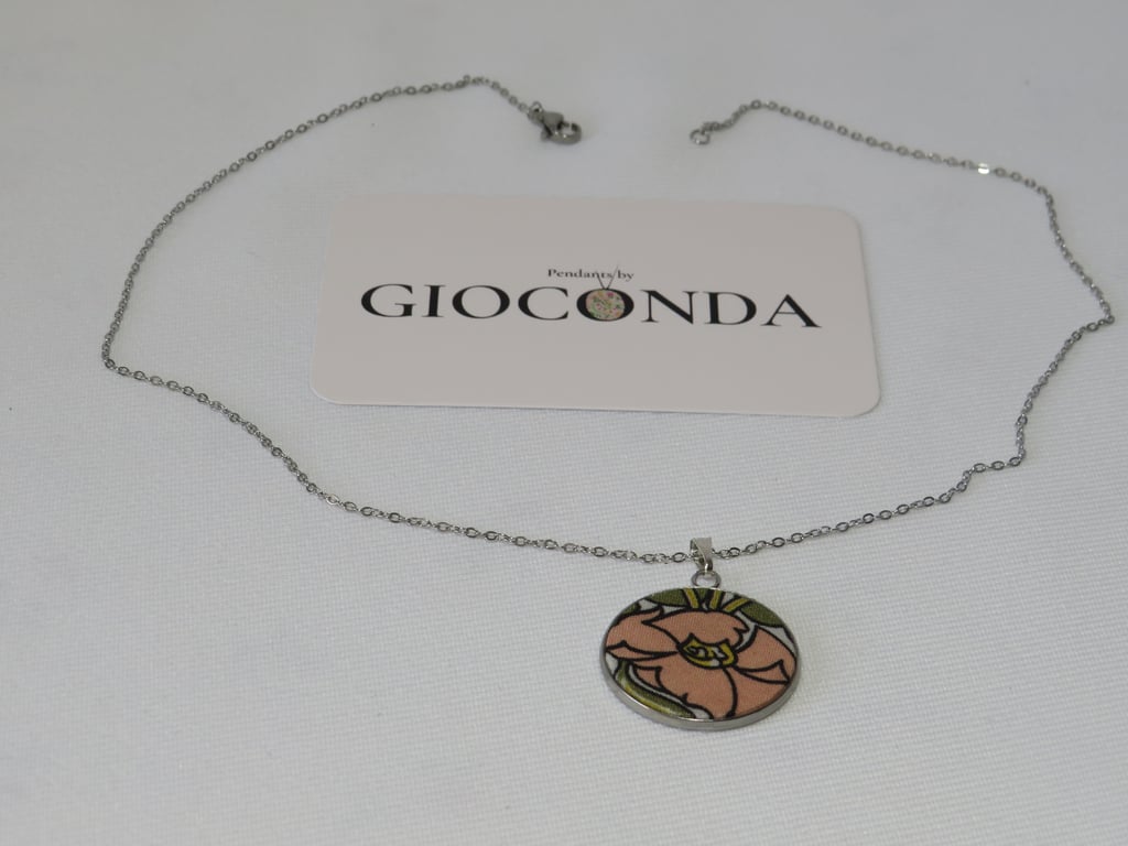 Hand Crafted Pretty Pendant - Made Using Liberty Print Fabric 