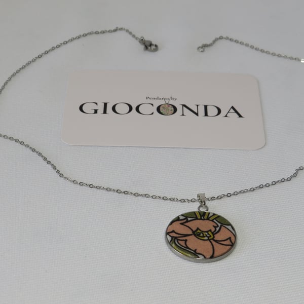 Hand Crafted Pretty Pendant - Made Using Liberty Print Fabric 