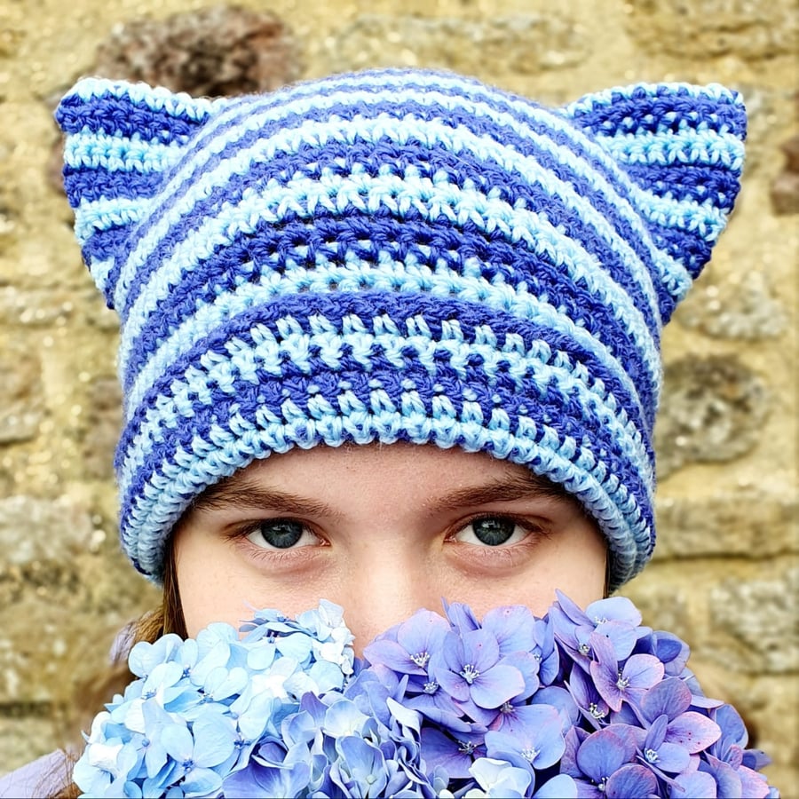 Blue & Purple cat beanie