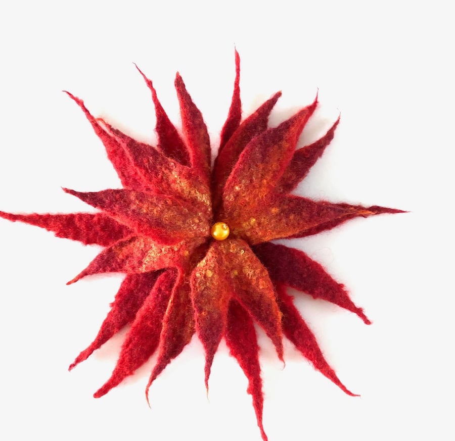 Flower Brooch Handcrafted Jewelry Wool Contemporary Handmade Jewellery Floral Pi