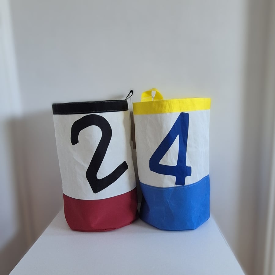 Upcycled Sailcloth Storage Baskets – Large Laundry and Toy Baskets