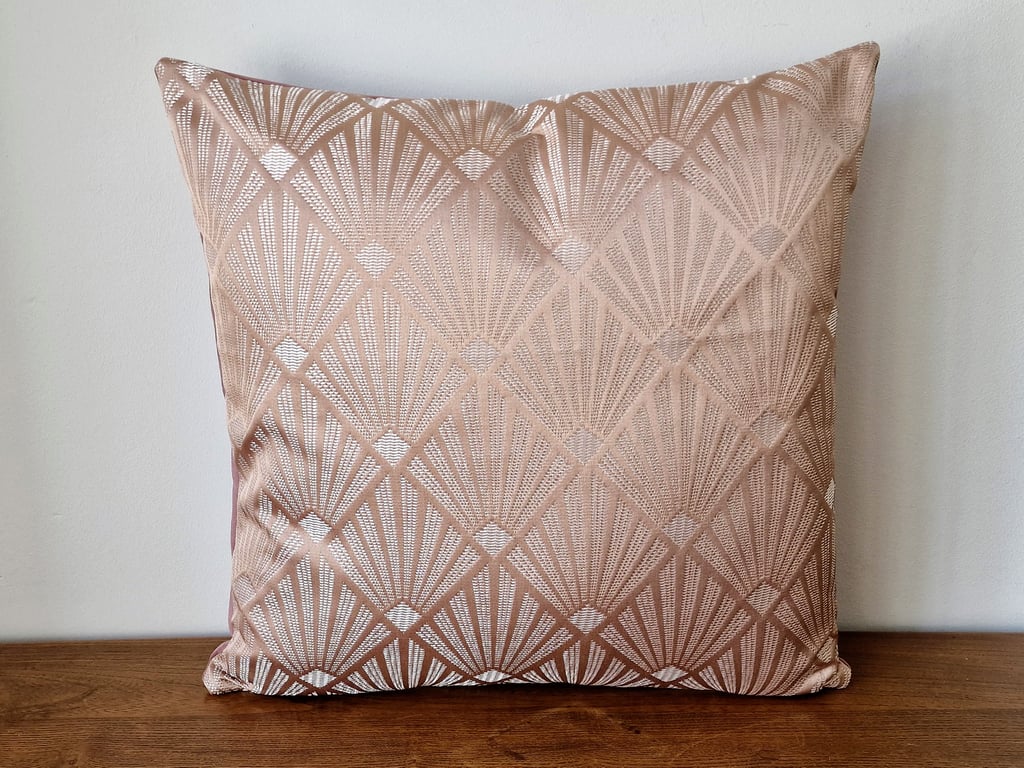 Handmade 'Art Deco Fan' latte coloured cushion cover