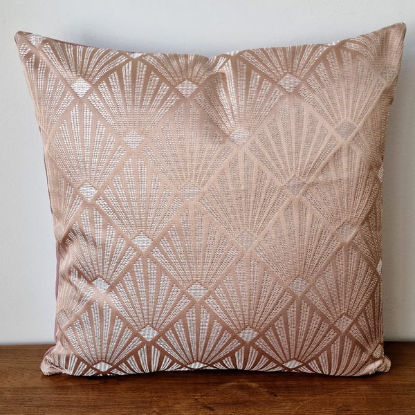 Handmade 'Art Deco Fan' latte coloured cushion cover