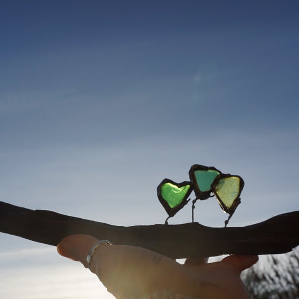 Driftwood & Sea Glass Ornament. Soft-soldered Suncatcher