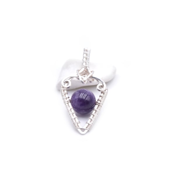 Teardrop pendant, amethyst and silver filled pendant, anniversary gift