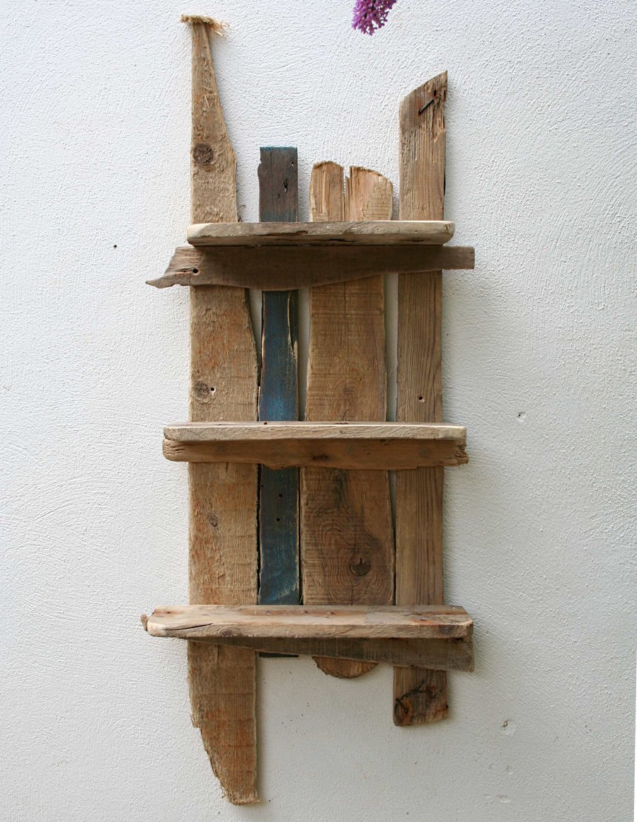 Driftwood and reclaimed wood shelves, bathroom,... Folksy