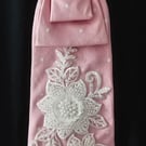 Stunning Pink Silk Boho Unique Tie Necktie Statement Necklace 