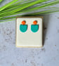 Orange and Turquoise Polymer Clay Earrings 