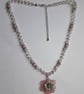 Upcycled Pink Flower Necklace And Earrings  - Image 7