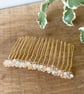 Beaded Hair Comb, gold-plated with pearl, crystal & peach - Image 5