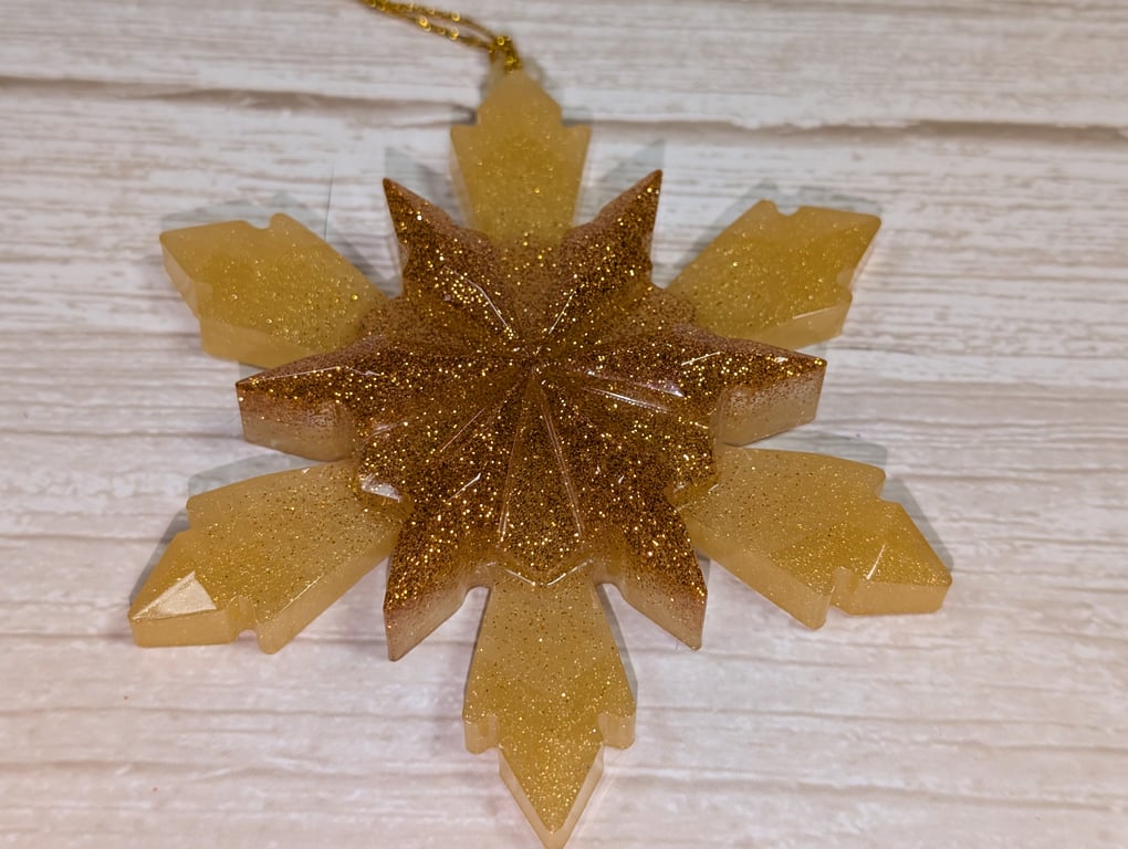 Handmade Resin Snowflake Ornament - Goldenrod 