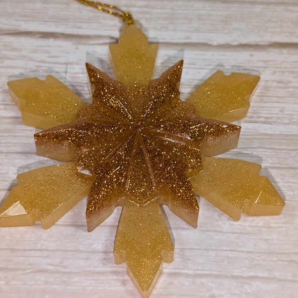 Handmade Resin Snowflake Ornament - Goldenrod 
