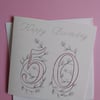 Hand Embroidered 50th Birthday Card.
