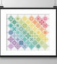 042A - Quaker Style Banded Rainbow on White Patchwork Tile Sampler - CS Pattern - Image 3