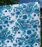 Large Piece RETRO Floral Paisley Blue Lime Purple Flower 60s 70s Vintage Fabric - Image 1