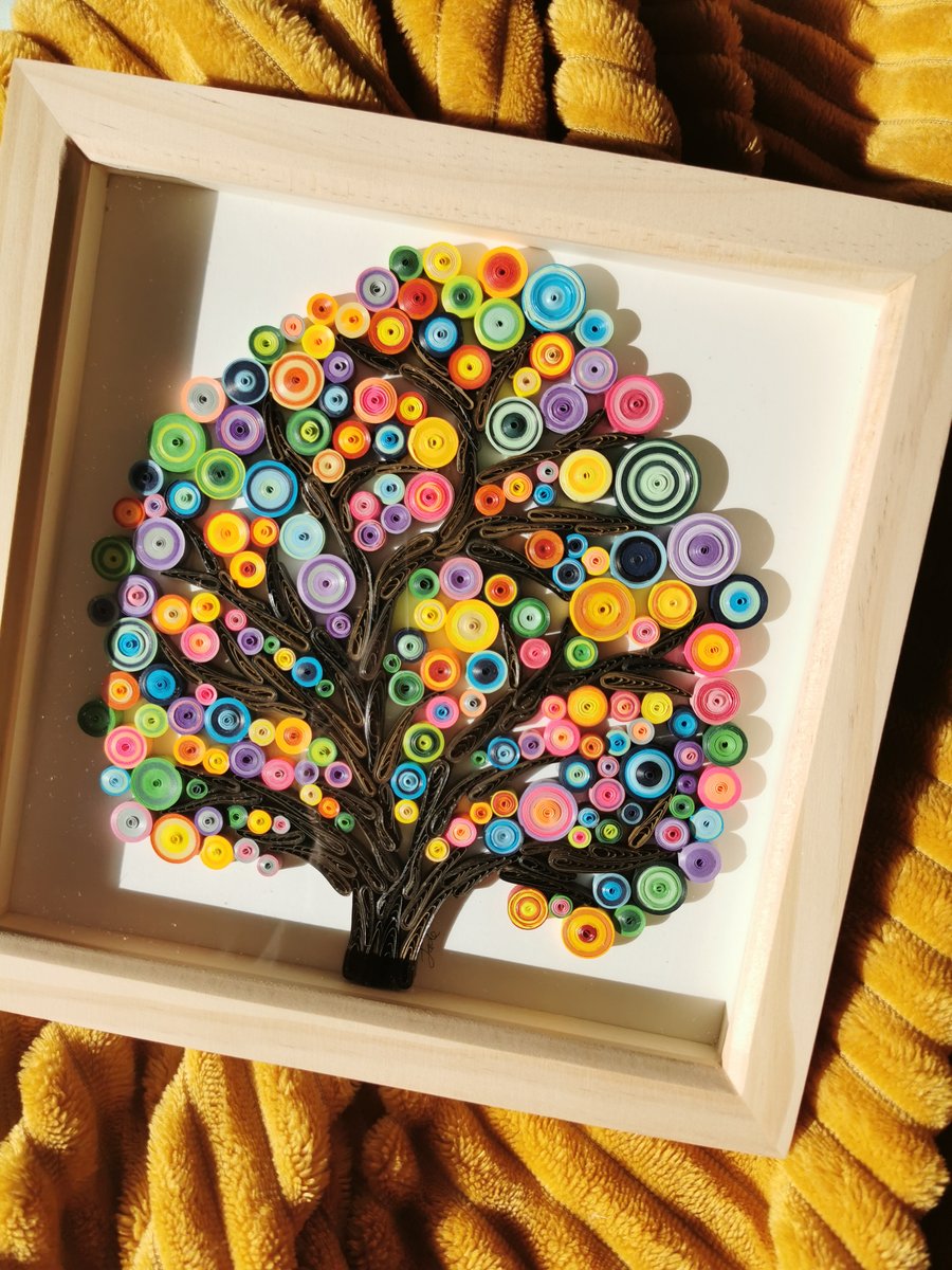 Quilled multi coloured tree