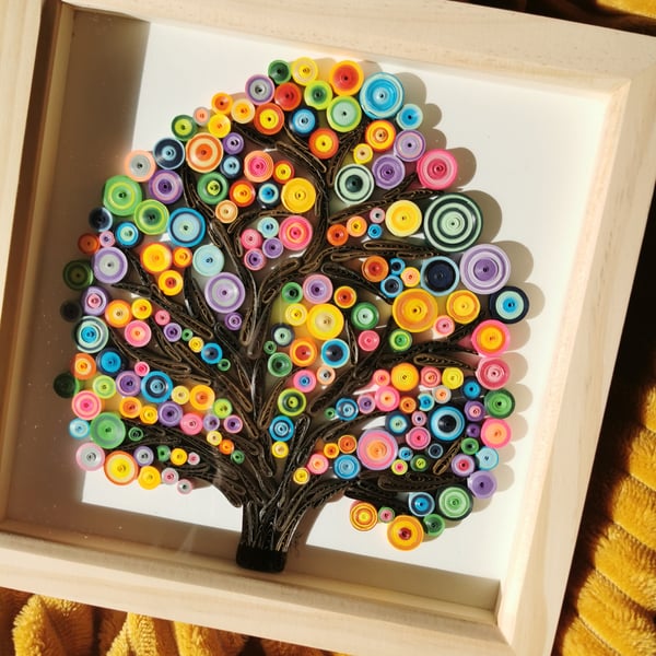 Quilled multi coloured tree