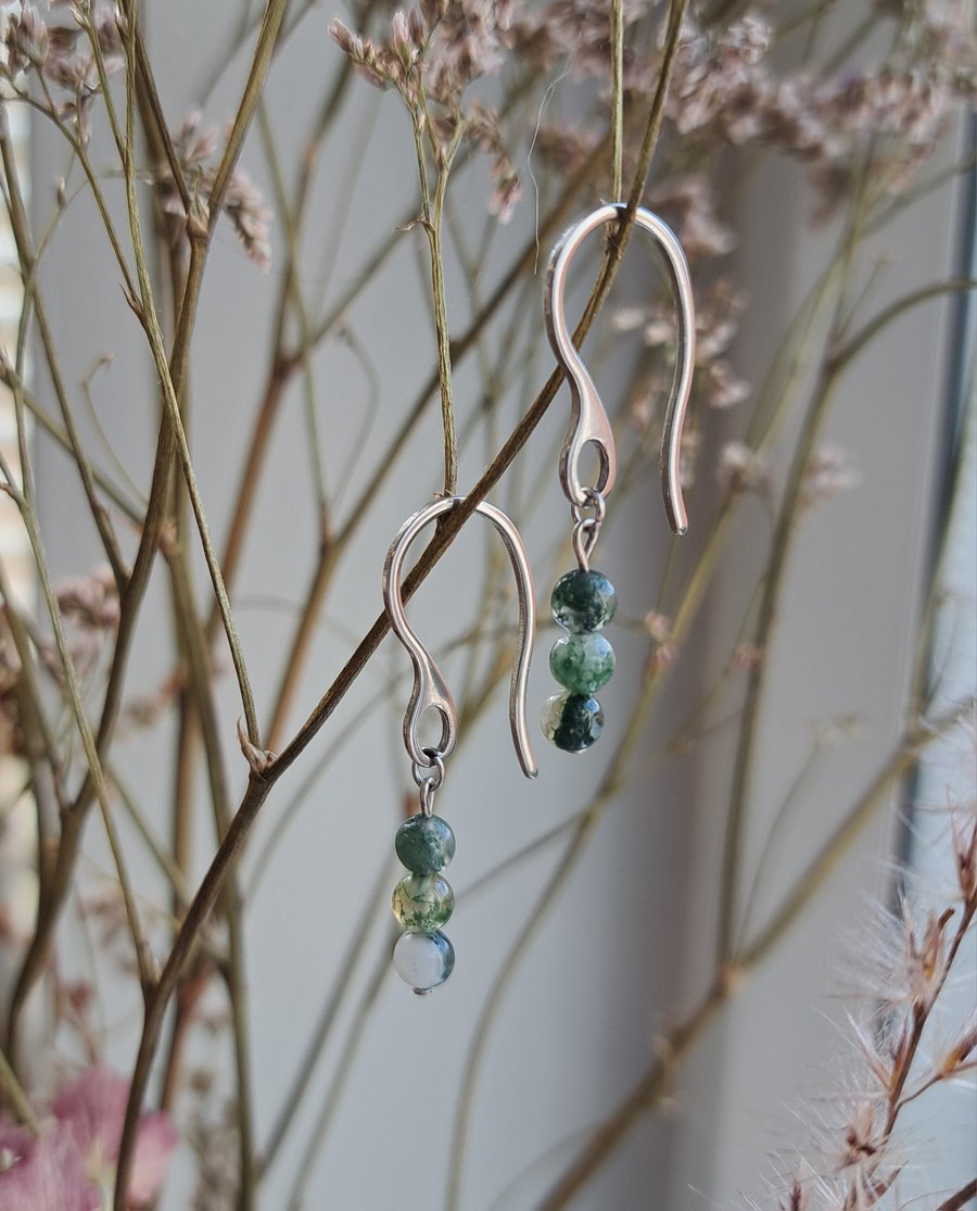 Moss Agate earrings. 