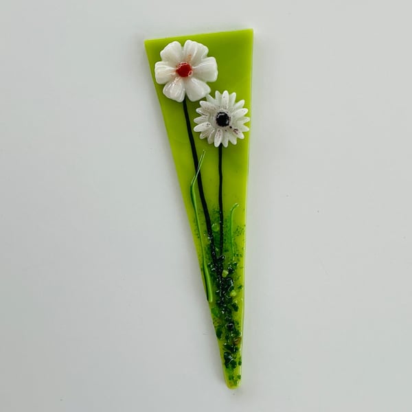 Fused glass plant pot stake, houseplant decoration, keepsake gift, flower No 3