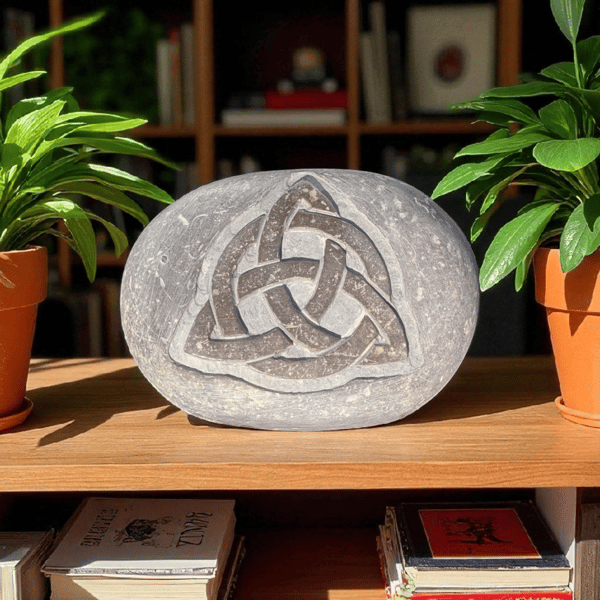 Celtic Knot hand carved limestone pebble