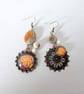 Asymmetrical Boho Style Earrings with Art Charms, Faux Pearls and Agate Stone - Image 3