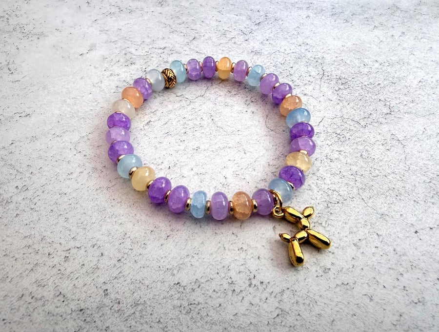 Glass bead charm bracelet
