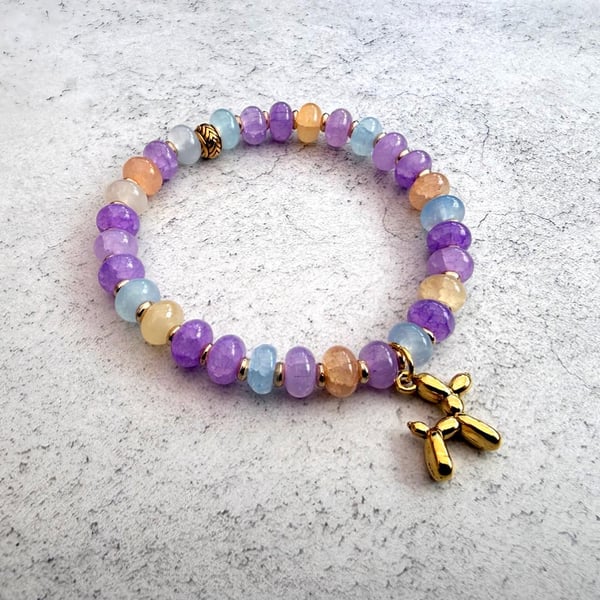 Glass bead charm bracelet