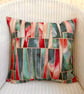 Scatter Cushion with Pad: Tapestry Shards design Mint reverse 17" (43cm) - Image 3