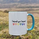 Handmade Welsh Mug – Mwg Cymraeg, Cariad yw Cariad, Love is Love