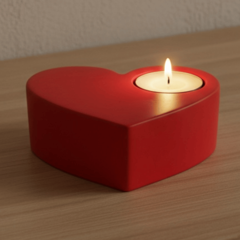 Red Heart-Shaped Tealight Holder - One-Off Studio Sale