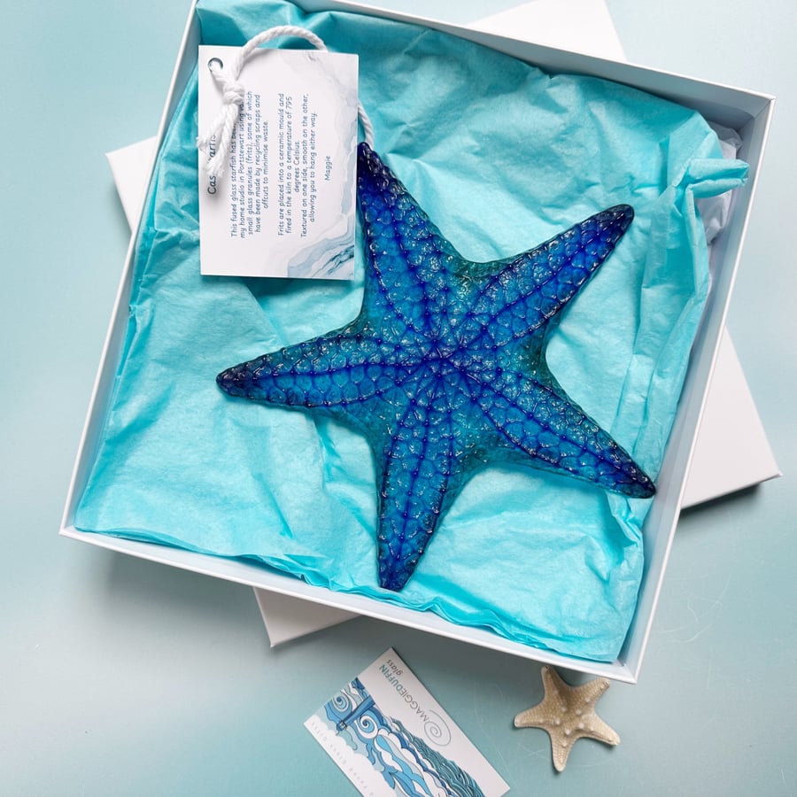 Fused Glass Starfish - Royal Blue -Turquoise